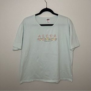 pastel blue embroidered Hawaii t-shirt